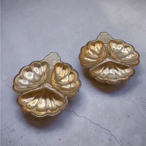 Vintage Jeanette Marigold Iridescent Divided Dish Set of 2